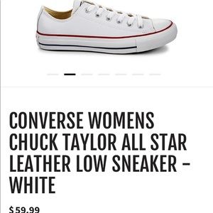 White Converse Chuck Taylor Leather Sz 8 EUC